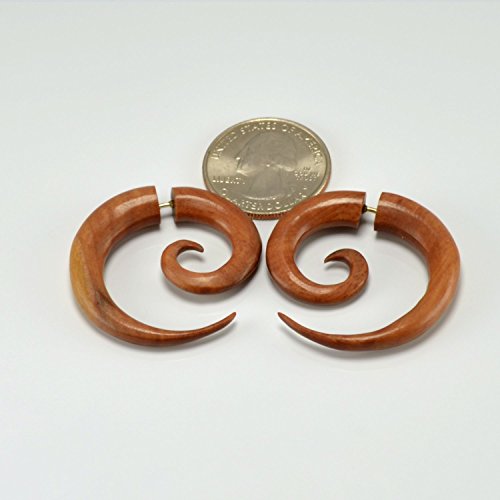 Fake Gauges – Small Spiral Earrings – Sabo Wood - Faux Gauges