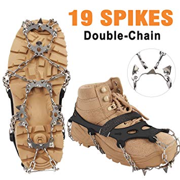 Kekilo Crampons Ice Cleats Grippers More Durable Walk Traction Anti-Slip for Hiking Climbing Hunting Walking on Ice Snow with 19 Stainless Steel Teeth Spike Crampons Cover Sport Boot Shoes