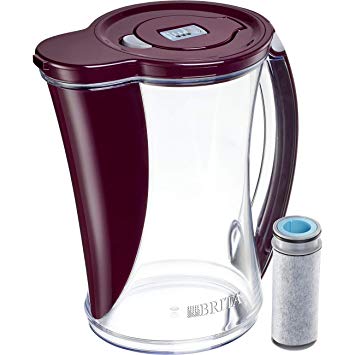 Brita Stream Filter as You Pour Water Pitcher, 12 cup, Bordeaux