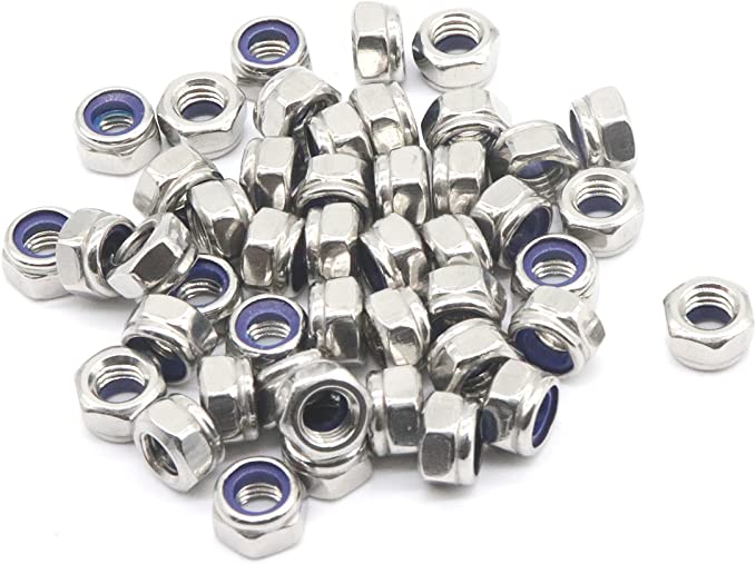 binifiMux 35Pcs M5 x 0.8mm 304 Stainless Steel Nylon Inserted Hex Lock Nuts