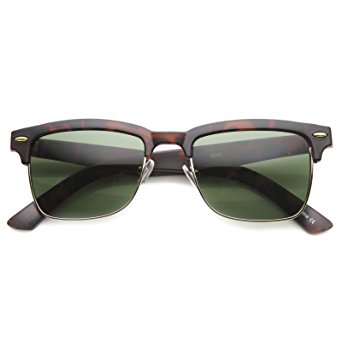 zeroUV - Classic Dapper Rectangular Half-Frame Horn Rimmed Sunglasses