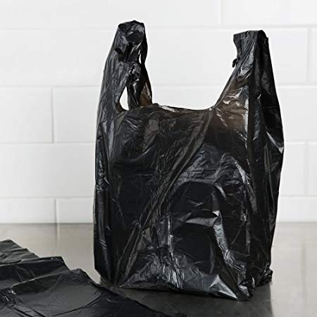 1/6 T-shirt Bag Large 12 X 6 X 21 (500, Black)