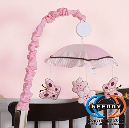 GEENNY Musical Mobile, Boutique Pink/Brown Butterfly