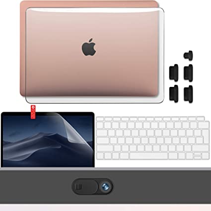 GMYLE Protective Case Compatible with New MacBook Air 13 Inch 2020 Release M1 A2337 A1932, Plastic Hard Shell, Keyboard Cover, Screen Protector, Webcam Cover, Anti Dust Plugs, Crystal Clear