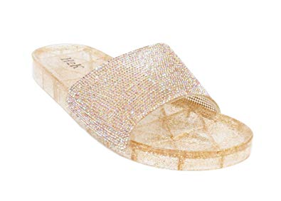 H2K Womens Jelly Glitter Summer Slide Sandals Flip Flops (Adults)