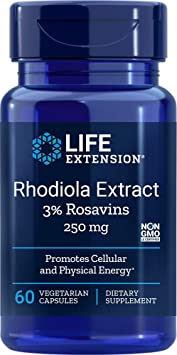 Life Extension Rhodiola Extract (3% Rosavins) 250 Mg, 60 Vegetarian Capsules