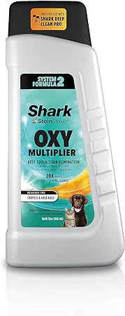 Shark EXOX32 StainStriker OXY Multiplier Formula for Shark Upright & Portable Carpet cleaners, formulated for all carpets, upholstery & area rugs, eliminates tough pet messes and odors, 32oz