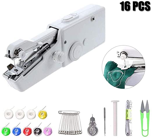 Hand Sewing Machine, Mini Hand-held Cordless Portable Sewing Machine, Quick Repairing Suitable for Denim Fabric Curtains Leather or Kids Cloth DIY Household Travel Tools