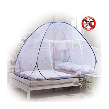 Mosquito Nets, Outdoor Mongolian Yurt Dome Net Free Installation and Folding Nets, Prevent Insect Pop Up Tent Curtains for Beds Bedroom (150*200*150cm, White)