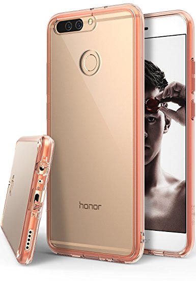 Huawei Honor 8 Pro Case, Ringke [FUSION] Tough PC Back TPU Bumper [Shock Absorption Technology/Attached Dust Cap] Raised Bezels Protective Cover For Huawei Honor 8 Pro / V9 - Rose Gold Crystal