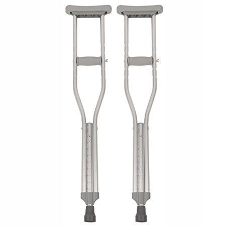 PCP Push Button Adjustable Height Crutches, Chrome, Junior Youth Size