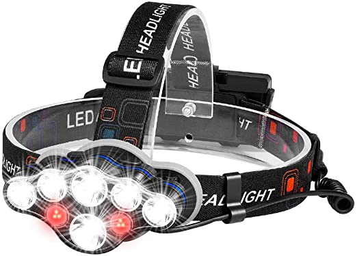 Headlamp Rechargeable, LED Headlight 4 Modes, LED Work Headlight Waterproof, Head Torch with Rechargeable Batteries, Brightest 10000 Lumen Headlight Flashlight for Camping, Running, Hiking, Fishing