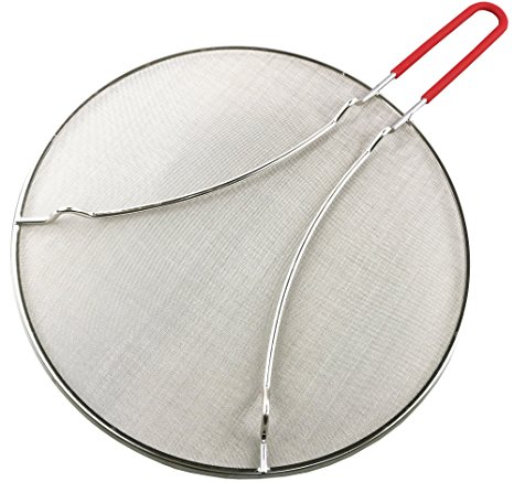 Splatter Screen for Cooking 13" - Silicone Handle - Stops Hot Oil Splash - Protects Skin from Burns - Grease Guard for Frying Pan Keeps Your Kitchen Clean - Heavy Duty Ultra Fine Mesh