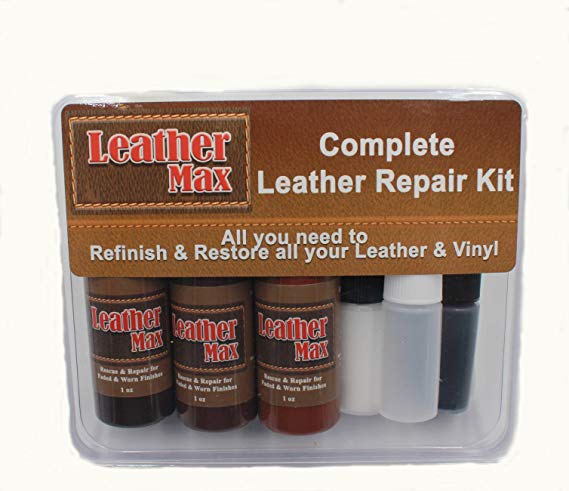 Leather Max Complete Leather Refinish, Restore, Recolor & Repair Kit/Now with 3 Color Shades to Blend with/Leather & Vinyl Refinish (White Mix)