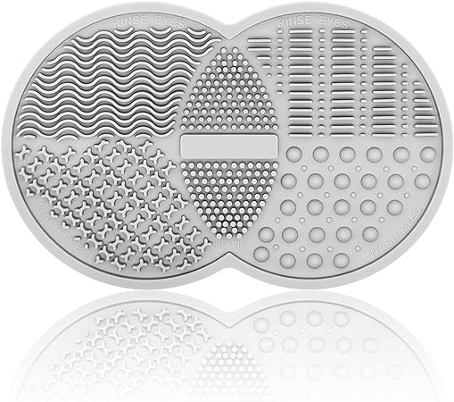 Makeup Brush Cleaning Mat, Silicone Makeup Brush Scrubber, Makeup Brush Cleaner Pad, Cosmetic Brush Cleaner, Brush Cleaning Pad, Suitable for Makeup Brush, Makeup Sponge, Powder Puff (Gray)