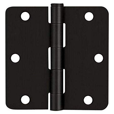 6 Pack - Cosmas Flat Black Door Hinge 3.5" Inch x 3.5" Inch with 1/4" Inch Radius Corners - 37595