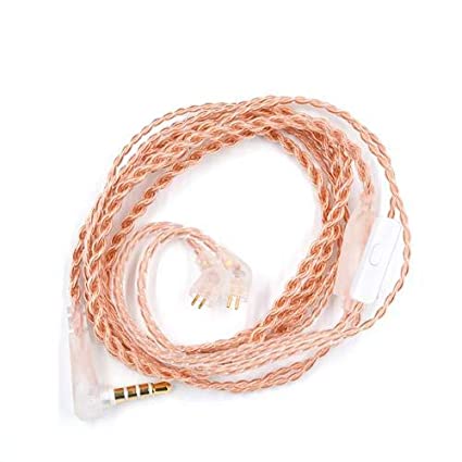 KZ 2 PIN 0.78mm Gold-Plated Upgraded Replacement Earphone Cable with Mic for KZ Oxygen Free Golden Cable(Golden Cable with Mic, 2 PIN 0.78MM (Type B)