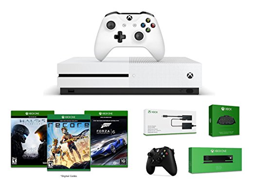 Xbox One S 500GB Console   Wireless Controller (2)   Kinect Sensor   Chatpad   Kinect Adapter   3 Digital Game Codes