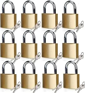 Solid Brass Keyed Padlocks 3 Locks Shackle Padlocks Gym Locker Lock Set 1-9/16"(40mm 1 Pick ing) Same Key, Storage Lock Set Shackle for Outdoor Indoor Use