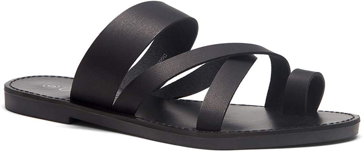 Herstyle Donnoddi Women’s Slip On Flip Flops Gladiator Shoes Open Toe Loop Flat Sandals