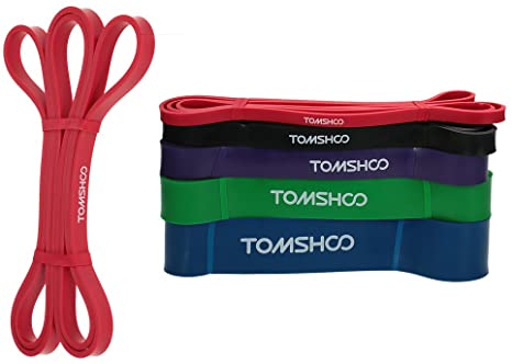 TOMSHOO Pull Up Assist Band, 208cm Stretching Resistance Band, Workout Loop Band for Powerlifting Bodybulding Yoga Exercise Fitness Assistance Mobility Training (Red (15-35 lbs))