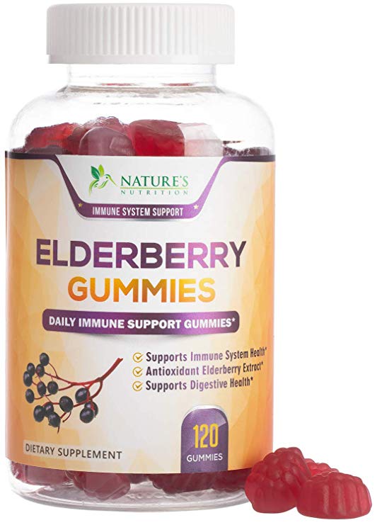 Elderberry Gummies Extra Strength Sambucus Gummy - Natural Immune System Support & Booster - Made in USA - Best Vegan Supplement with Vitamin C & Zinc for Children & Adults - 120 Gummies