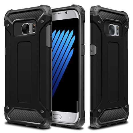 Galaxy Note 7 Case,Wollony Rugged Hybrid Dual Layer Armor Protective Back Case Shockproof Cover for Samsung Galaxy Note 7 - Heavy Duty - Slim Hard Shell Potection - Impact Resistant Bumper Black