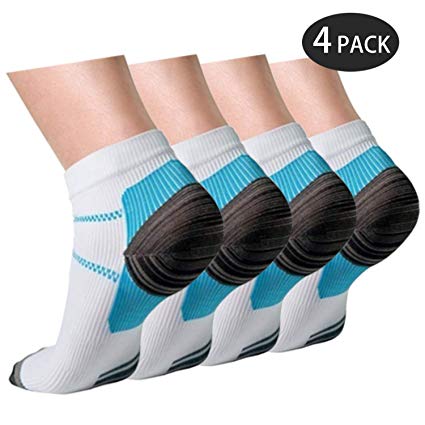 Sport Plantar Fasciitis Compression Socks Arch Support Ankle Socks - 4/7 Pairs