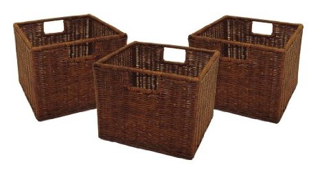 Winsome Wood Small Wired Rattan Baskets Set of 3