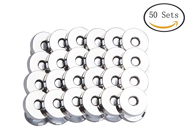50 Sets 18mm Silver Tone Magnetic Buckle Bag Button Purse Snap Closure Purse Handbag No Tools Required