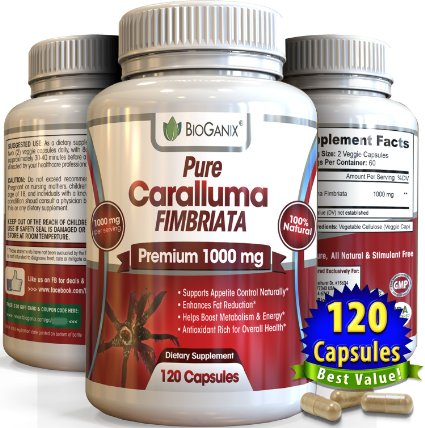 #1 Best Pure Caralluma Fimbriata Extract 1000 mg (120 Capsules) Elite Choice Natural Weight Loss Management Formula For Your Active Health (Superior to 500mg, 800mg & Tea)