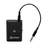 Okra Portable Wireless Bluetooth Stereo Music Transmitter and Receiver 2-in-1 Adapter for iPhoneiPadSamsung Smartphones Tablets Headphones TV MP3MP4 Car Stereo and More - Retail Packaging