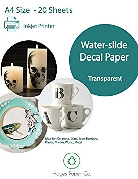 Hayes Paper WaterSlide Decal Paper - INKJET CLEAR 20 Sheets Premium Water-Slide Transfer Transparent Printable Water Slide Decals A4 Size