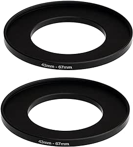 (2 Pcs) 43-67MM Step Up Ring Adapter, 43mm to 67mm Filter Ring, 43 mm Male 67 mm Female Stepping Up Ring for DSLR Camera Lens and ND UV CPL Infrared Filters