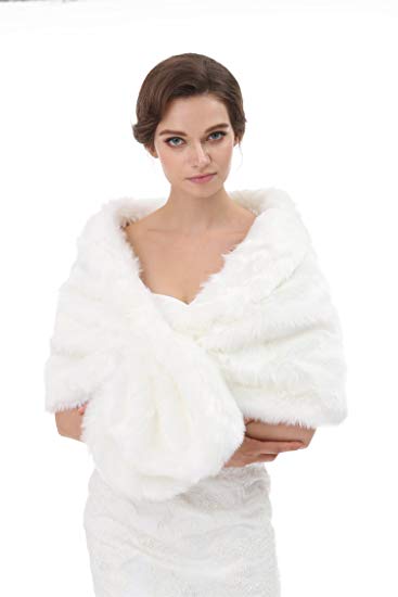 Luyao Women Faux Fox Fur Wraps Shawls Stoles Cape Shrug for Wedding Evening Party Dresses