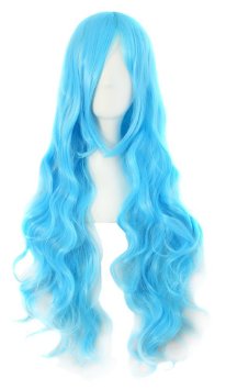 Anogol Vocaloid 32" 80cm Long Wavy Wig Sky Blue Lolita Cosplay Wig Kanekalon Wigs
