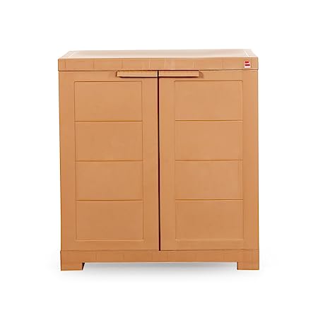 Cello Novelty Compact Plastic Cupboard with Shelf(Brown), Standard (CB_NC_wood)