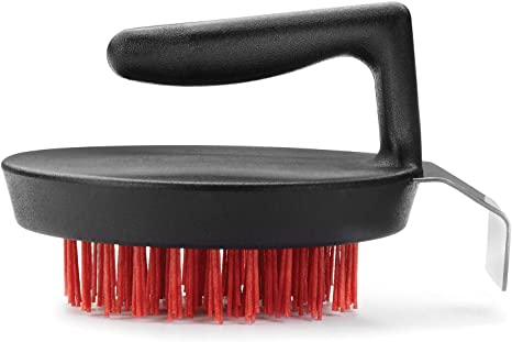 Outset 76621 Nylon Pizza Stone and Cast Iron Scrub Brush, Black