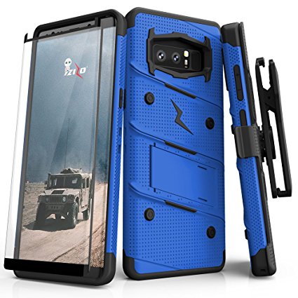 Samsung Galaxy Note 8 Case, Zizo [Bolt Series] FREE [Curved Full Glass Screen Protector]Kickstand[12 ft. Military Grade Drop Tested]Holster Note 8