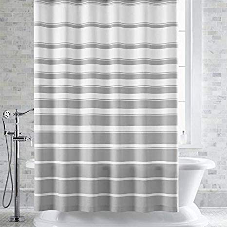 S·Lattye Luxury Shower Curtain Liner for Bathroom Water Repellent Fabric Washable Cloth (Hotel Quality, Friendly, Heavy Weight Hem) with Plastic Hooks - 72" x 72", Gray Gradual