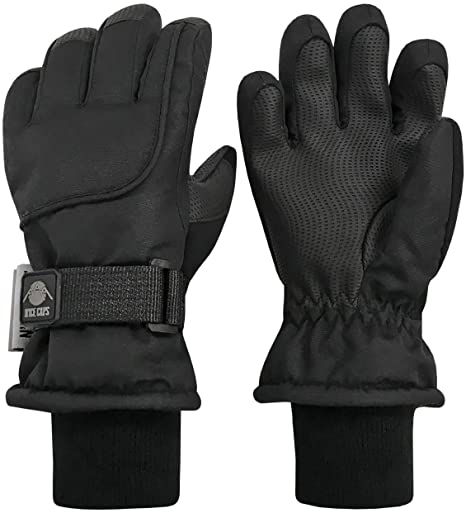 N'Ice Caps Men's Women's 100 Gram Thinsulate Waterproof Ski Mittens and Gloves, Gloves - Black, Men's Medium