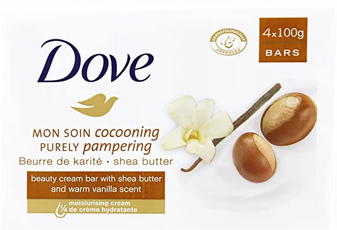 Dove Shea Butter Beauty Soap Bar Vanilla Scented Moisturising Skin Care And Softener For Men And Women Bulk Pack 3 Months Supply (24 x 100g Bars)