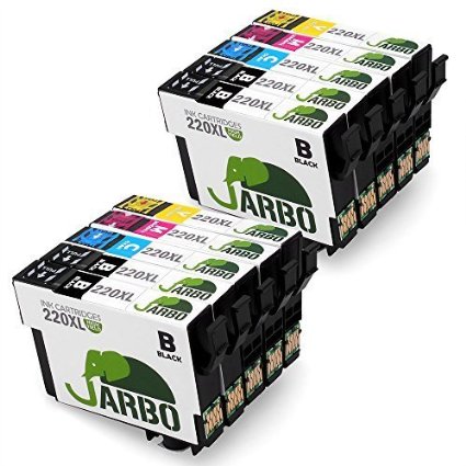 JARBO 2 Set2 Black Replacement for Epson 220 Ink Cartridge High Capacity Worked with Epson WF-2650 WF-2630 WF-2660 XP-320 XP-420 XP-424