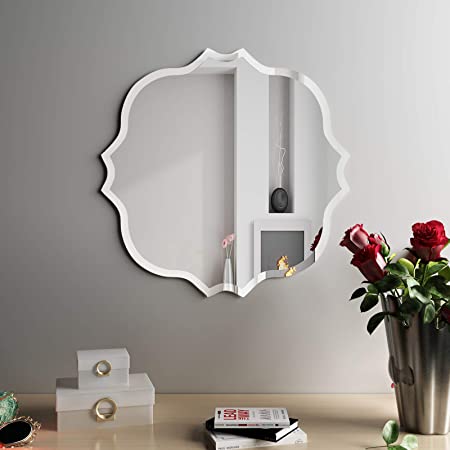 KOHROS Square Edge Beveled Frameless Bathroom Mirror - 24"X 24" Wall Mirror for Living romm,Bedroom,Entrance