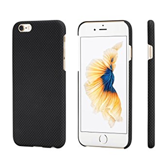 Minimalist iPhone 6 Plus/6s Plus Case,PITAKA Aramid Fiber[Body Armor Material]Phone Case,Slim Fitting(0.65mm)Plaid Ultra Light(8g)Sturdy Non-Slip Naked Case for iPhone 6 Plus/6s Plus-Black/Grey(Plain)
