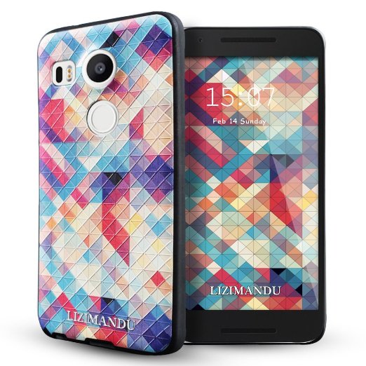 Nexus 5x case,Lizimandu TPU 3d pattern Case for Nexus 5x(Colorful Pizzle)