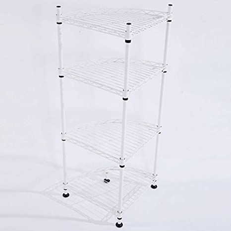Anshunyin 4-Layer Plastic Coated Triangle Shelf Free Standing Storage Rack Corner Storage Holder Shelves Office Furniture