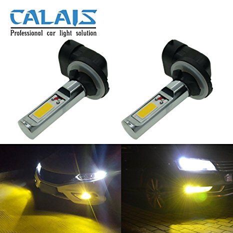 Calais Extremely Bright LED 881 886 889 894 Yellow Color COB Chips 30W Fog Light Bulbs Plug-n-Play(pack of 2)