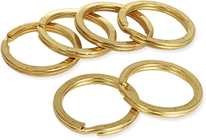 Seven & Nine Service 12 Pieces Wholesale Solid Brass Flat Split Key Ring Chain Hook Hardware (30mm)
