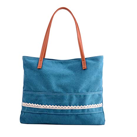 Qflmy Women's Canvas Travel Shopping Shoulder Hand Bag Tote Bag